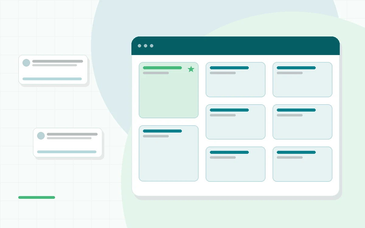 Flat illustration of a calendar beside two tubs and a price tag, teal and mint palette