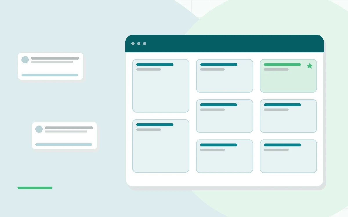 Flat illustration of two powder containers side by side, teal and mint palette