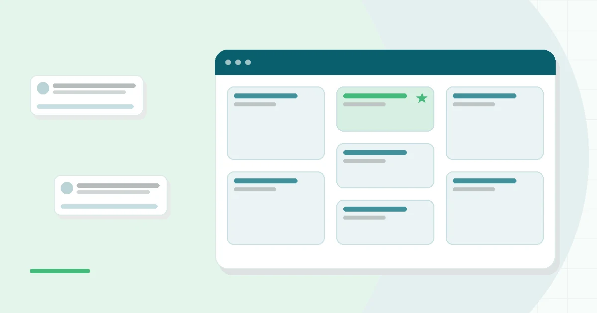 Flat illustration of a phone showing a daily meditation check-in screen, teal and mint palette