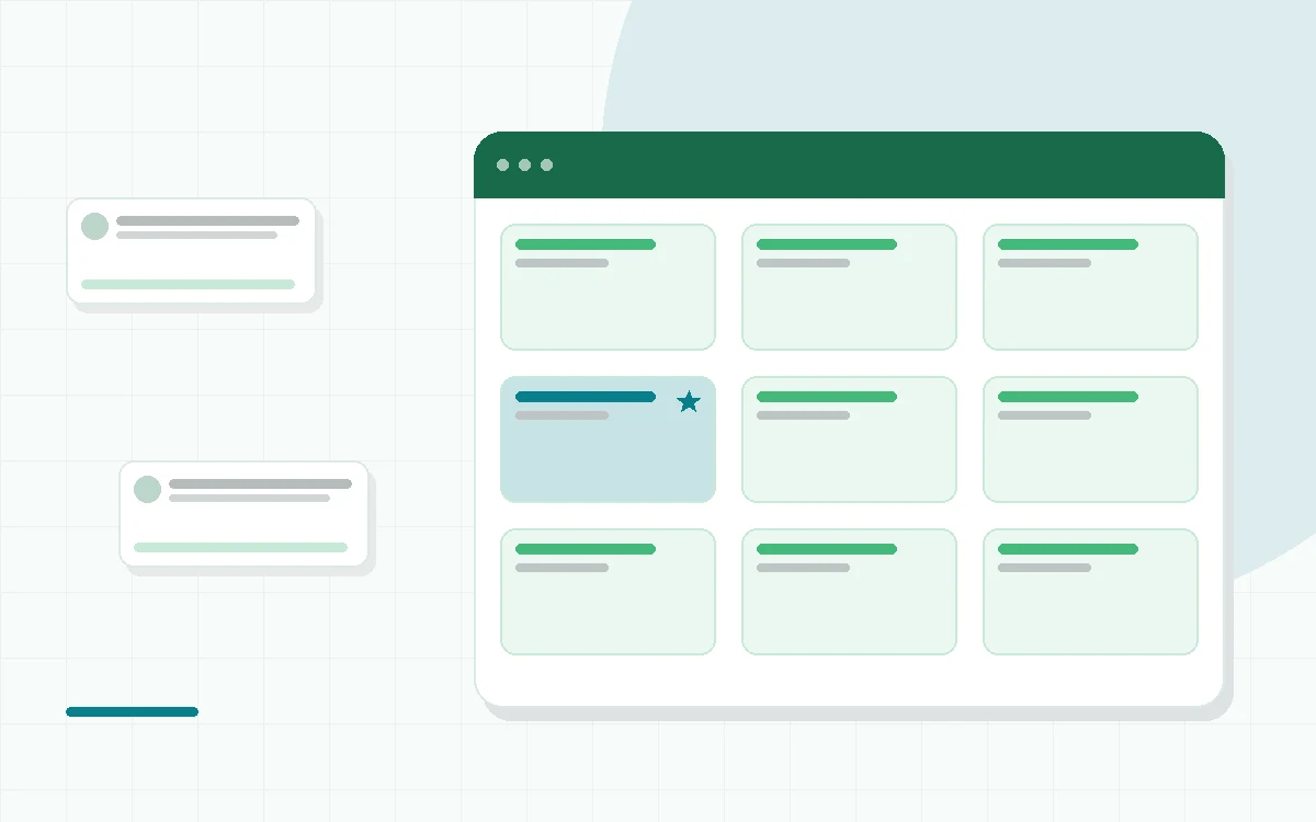 Flat illustration of a wrist with a tracker beside a ring, a charging cable and a sleep chart, teal and mint palette