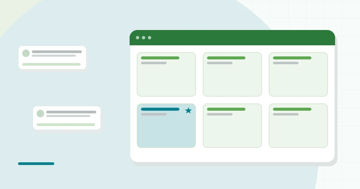 Flat illustration of a smartphone meal plan beside a grocery list, shopping basket and family dinner table, teal and mint palette