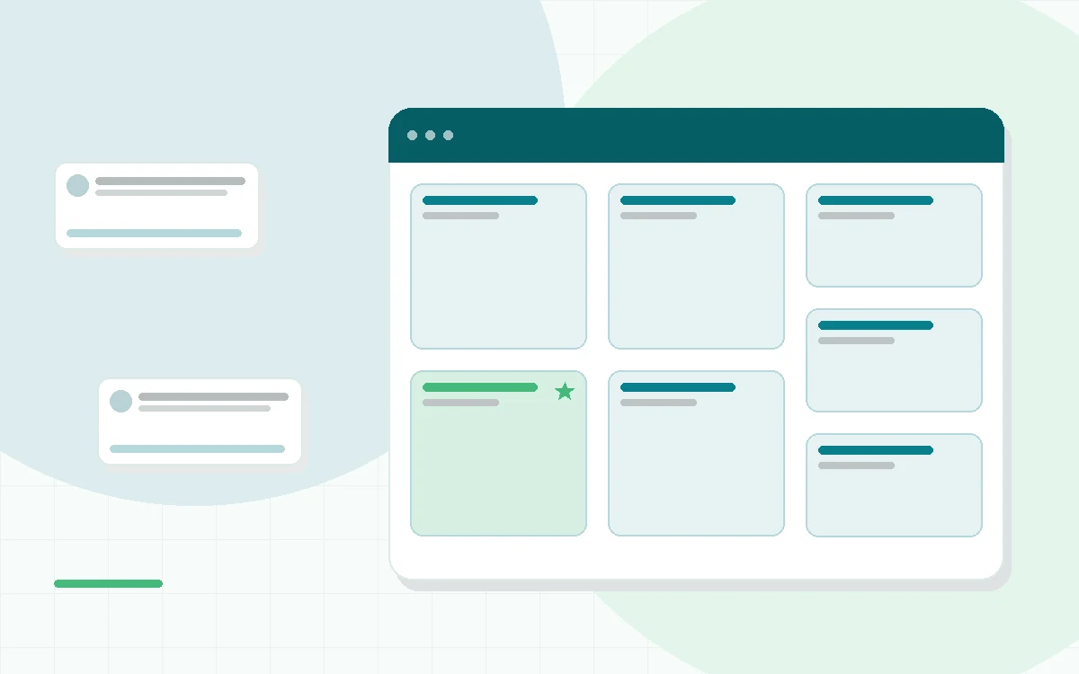 Flat illustration of multivitamin bottles, a checklist and an eight-week calendar on a desk, teal and mint palette
