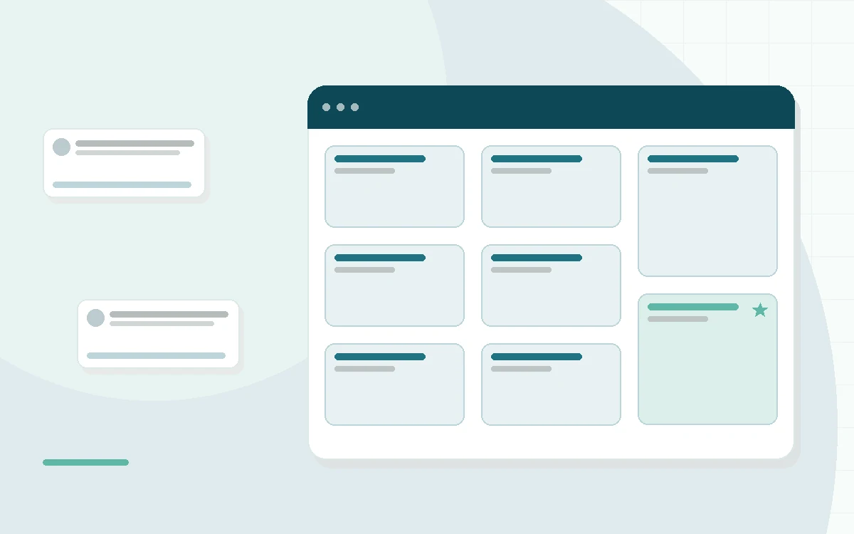 Flat illustration of white noise machines on nightstands in a dark bedroom with sound waves and a checklist, teal and mint palette