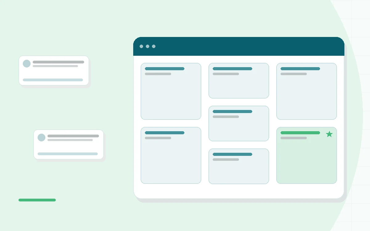 Flat illustration of two smartphones side by side with a chat bubble, a video session icon and a balance scale between them, teal and mint palette