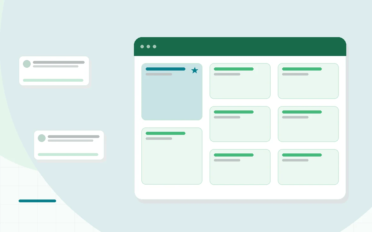 Flat illustration of a dial adjustable dumbbell resting in its cradle beside a checklist and calendar, teal and mint palette