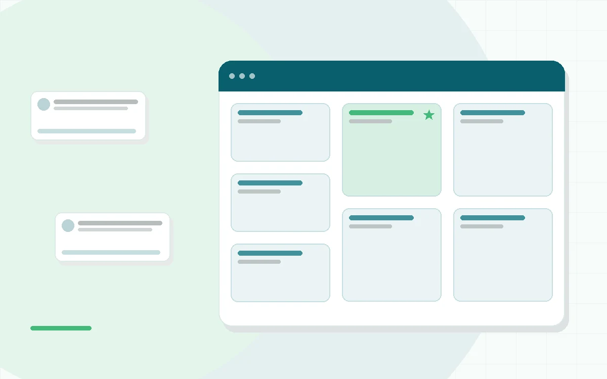 Flat illustration of a phone showing a mood check-in screen with a personalized meditation session, teal and mint palette