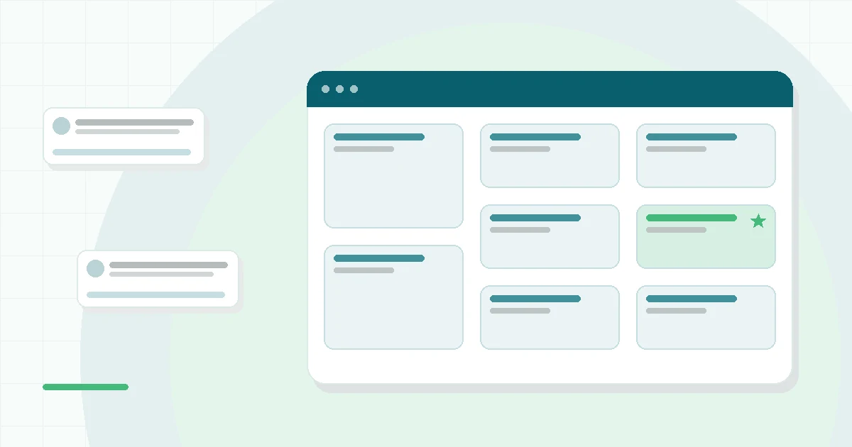Flat illustration of a phone showing a mood check-in screen with a meditation session, teal and mint palette
