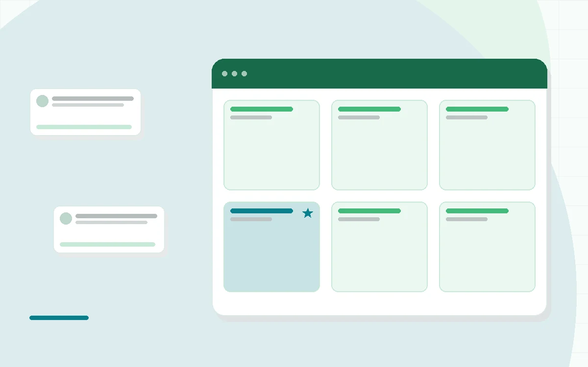 Flat illustration of a phone showing a strength training dashboard, teal and mint palette