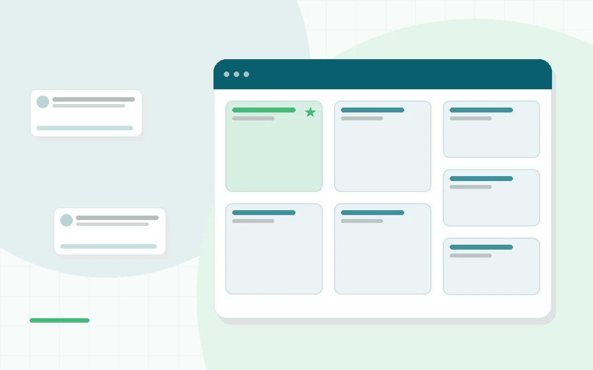 Flat illustration of a smartphone with a meditation timer beside a month-long calendar, headphones and a moon, teal and mint palette