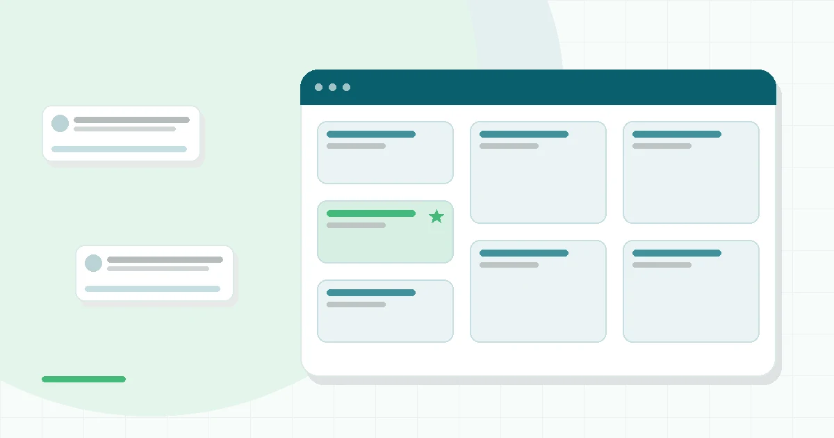 Flat illustration of two meditation app screens, teal and mint palette