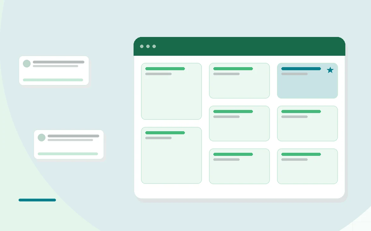 Flat illustration of a phone showing a weekly training program calendar, teal and mint palette