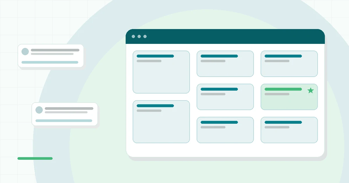 Flat illustration of two creatine powder scoops beside a glass of water, teal and mint palette