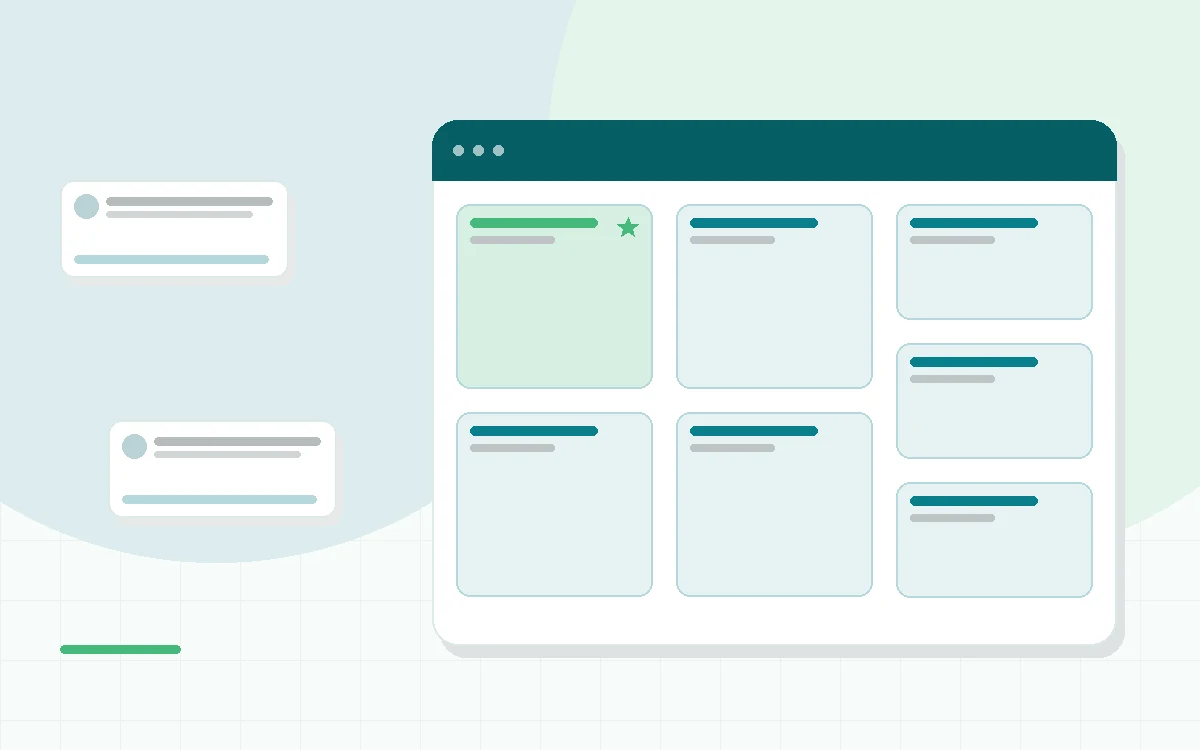 Flat illustration of two scoops of white powder beside a glass of water, teal and mint palette