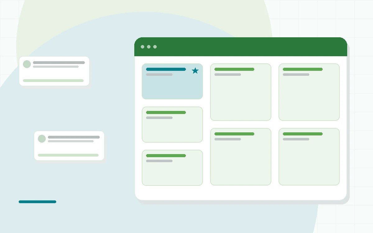 Flat illustration of a phone showing a nutrient breakdown chart, teal and mint palette