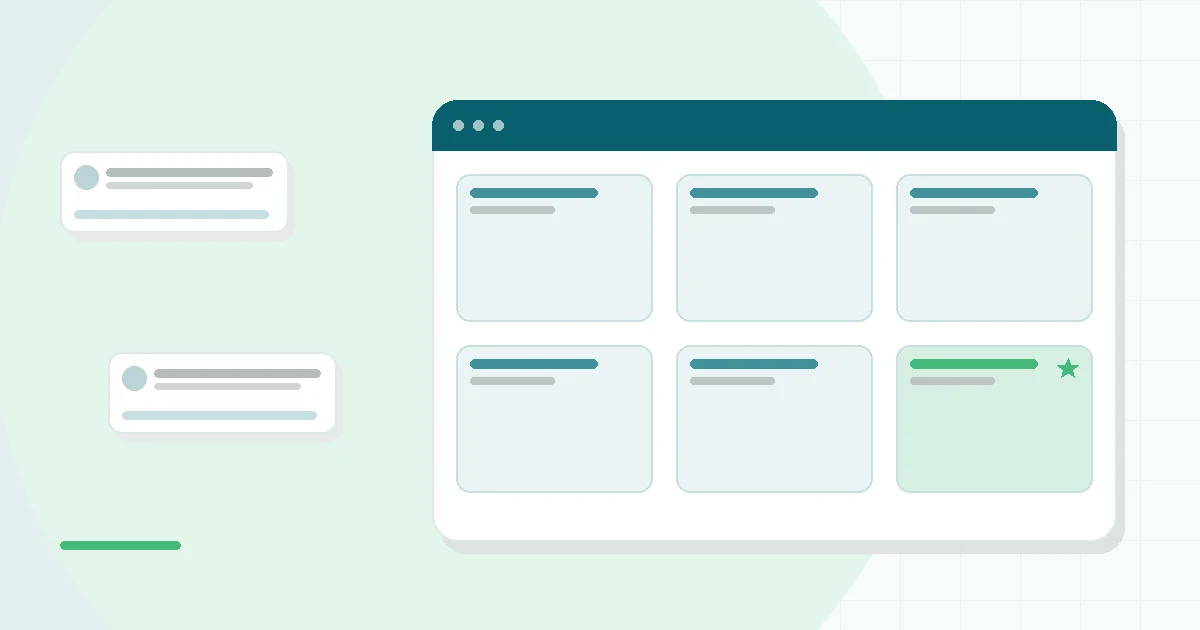 Flat illustration of a phone with a journal entry and calendar timeline, teal and mint palette
