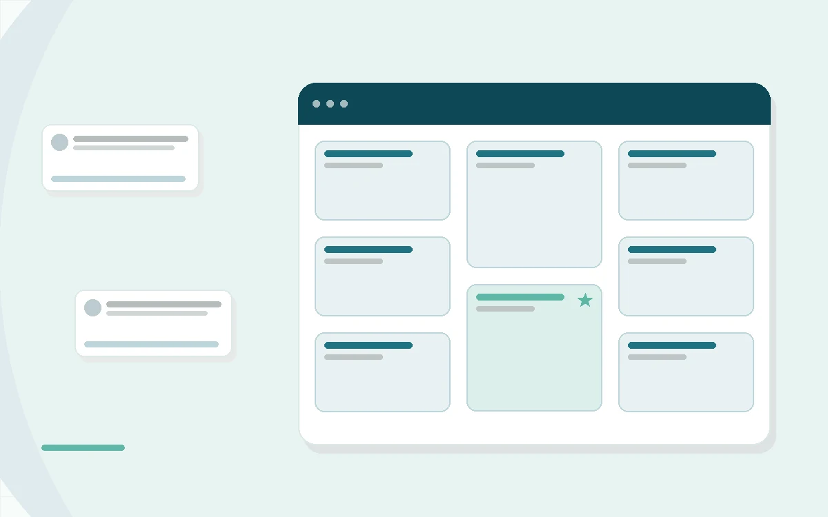 Flat illustration of a bedside device casting a soft light on a ceiling, teal and mint palette