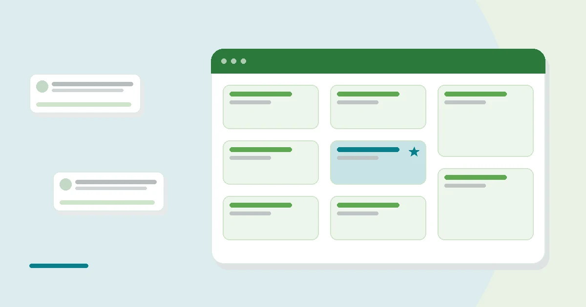 Flat illustration of prepared meal trays beside a checklist, a calendar and a receipt, teal and mint palette
