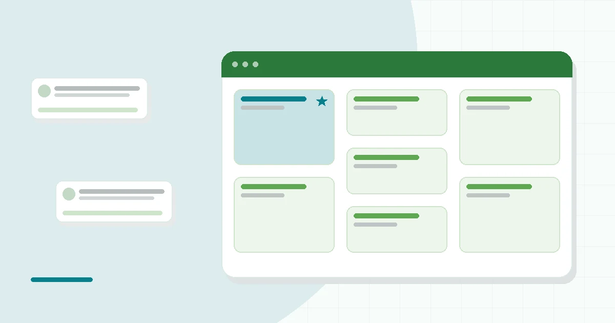 Flat illustration of a prepared meal tray and a fresh ingredient kit side by side on a kitchen counter with a checklist, teal and mint palette