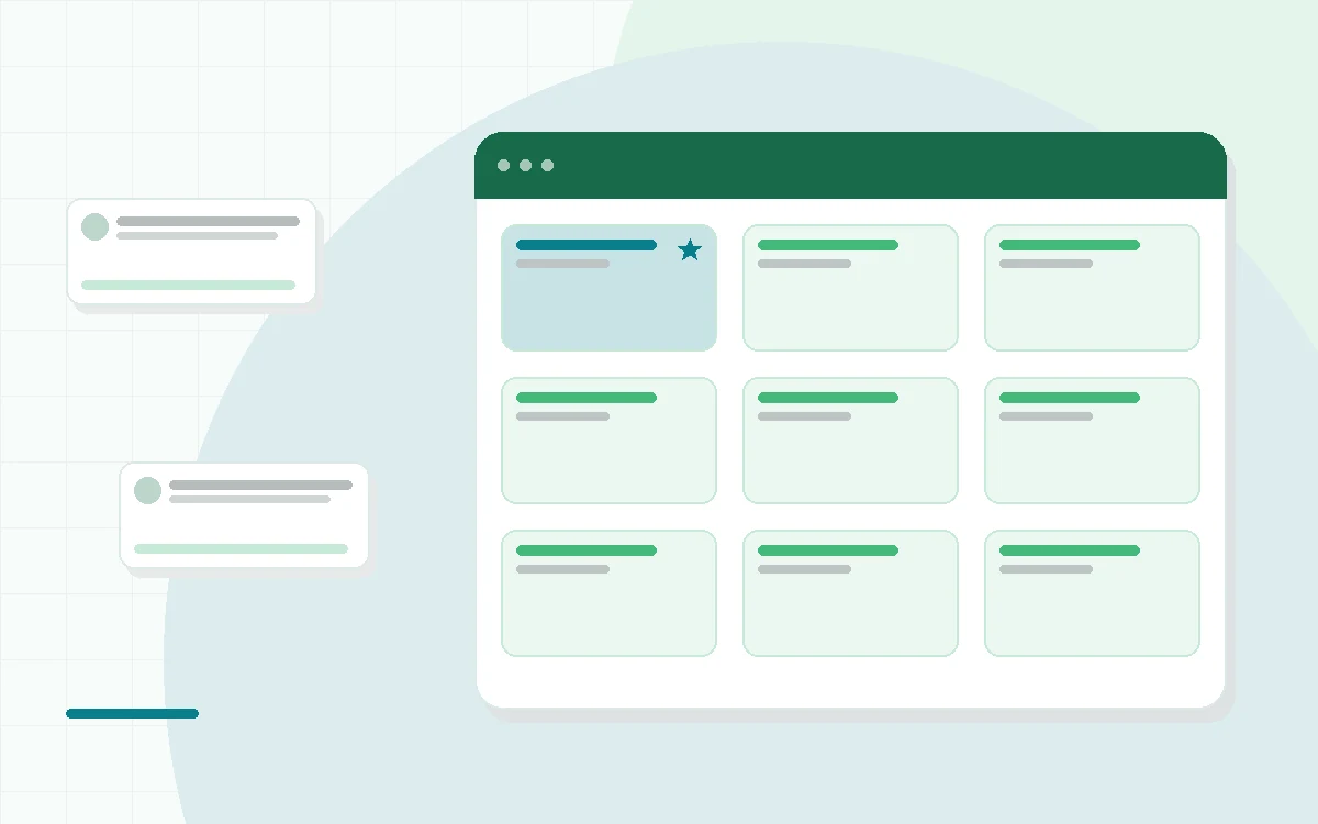 Flat illustration of a phone showing a coach message thread next to a workout log, teal and mint palette