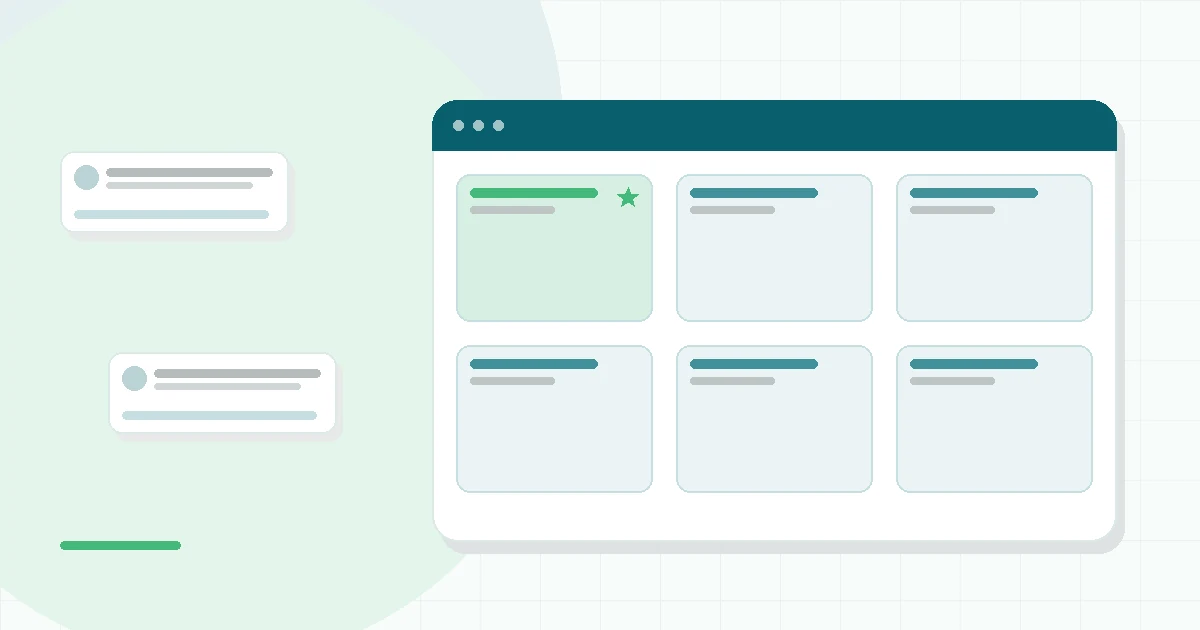 Flat illustration of a person at a desk weighing five therapy choices shown as icons on a checklist, teal and mint palette