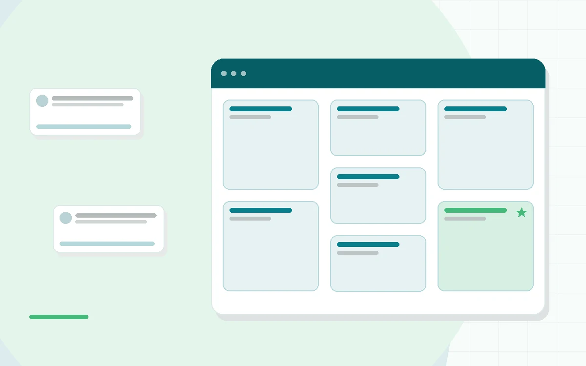 Flat illustration of supplement bottles, a notebook and a receipt on a desk arranged for a product testing review, teal and mint palette