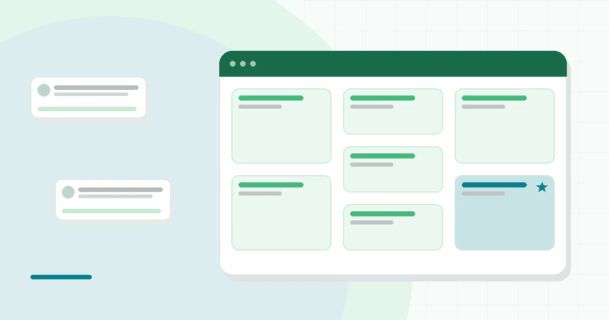 Flat illustration of a phone showing a workout log beside a dumbbell, teal and mint palette