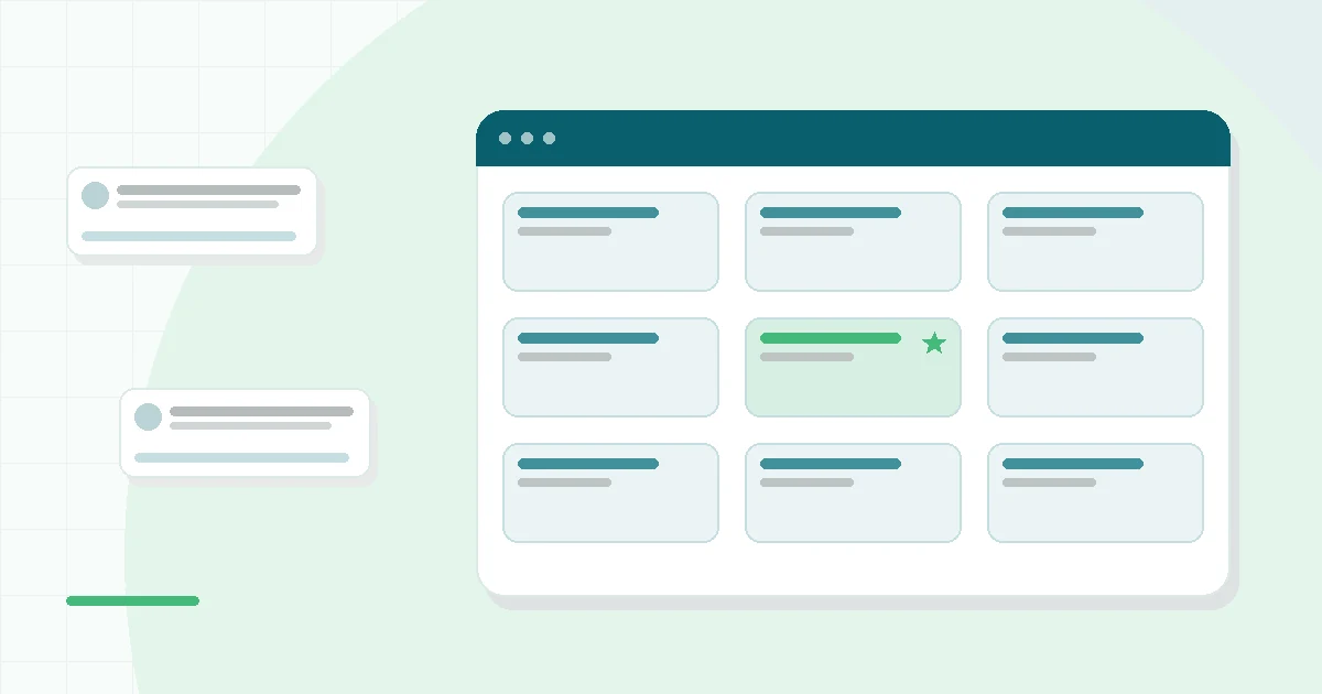 Flat illustration of a phone and an open notebook side by side, teal and mint palette