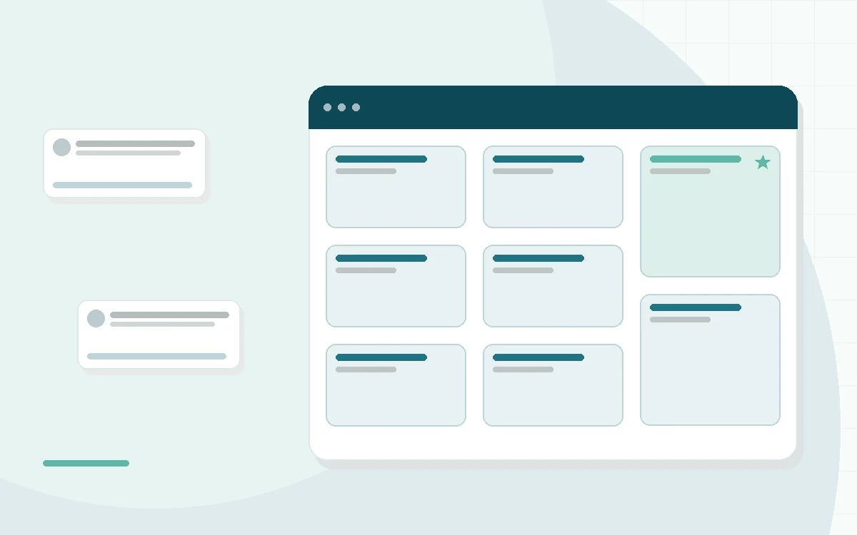 Flat illustration of a mattress on a test bed beside a notebook, thermometer and checklist, teal and mint palette