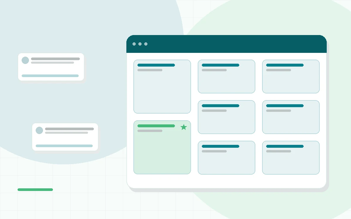 Flat illustration of two supplement capsules with molecule shapes, teal and mint palette