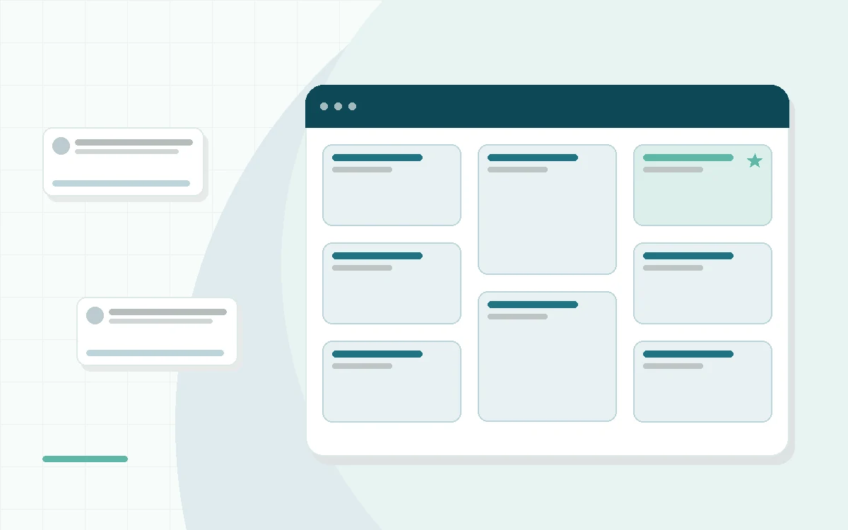 Flat illustration of a boxed mattress next to a store showroom bed, teal and mint palette
