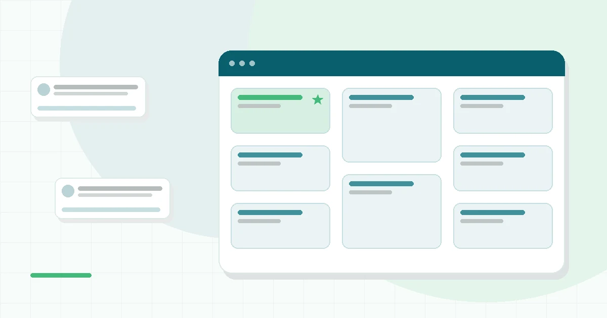 Flat illustration of a phone showing a calm check-in beside two people in conversation, teal and mint palette