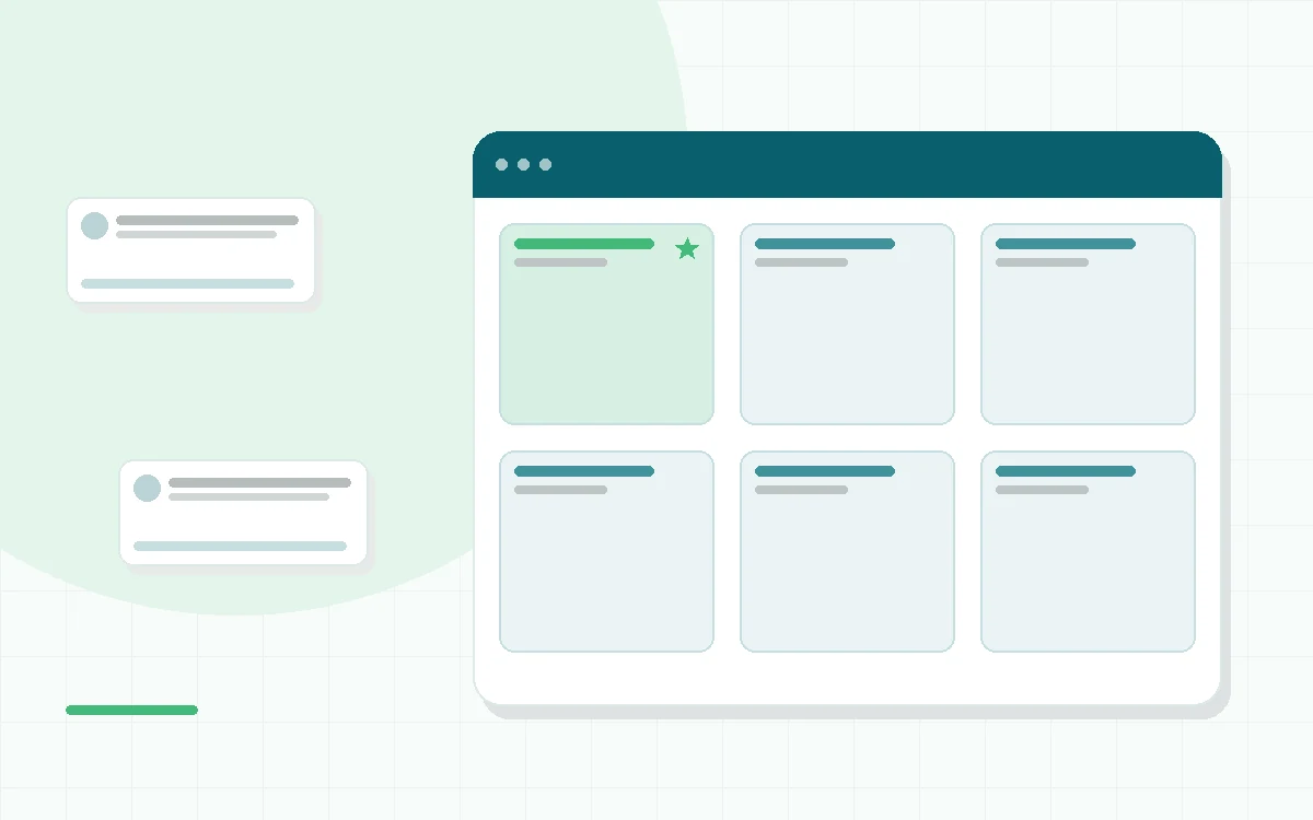 Flat illustration of a headband sensor and a wrist wearable, teal and mint palette