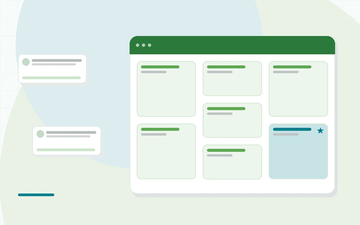 Flat illustration of a phone showing a food diary log, teal and mint palette
