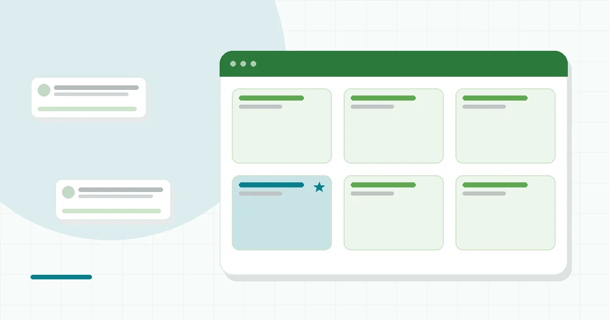 Flat illustration of two phone food logs with a magnifying glass, teal and mint palette