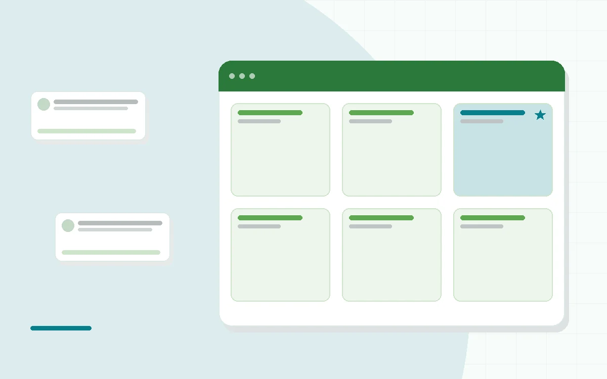 Flat illustration of a blender control panel with preset icons, teal and mint palette