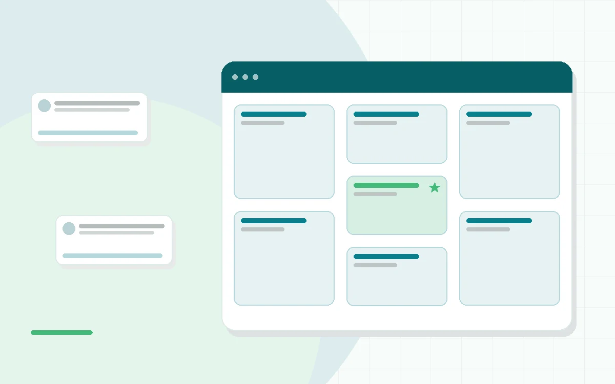 Flat illustration of two fish oil softgel bottles side by side, teal and mint palette