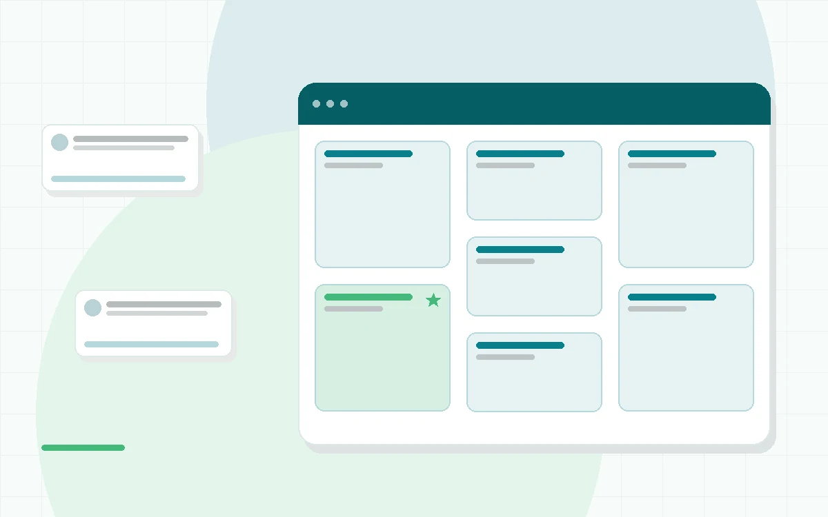 Flat illustration of a shelf of plain supplement bottles beside a magnifying glass, a checklist and a laboratory flask, teal and mint palette