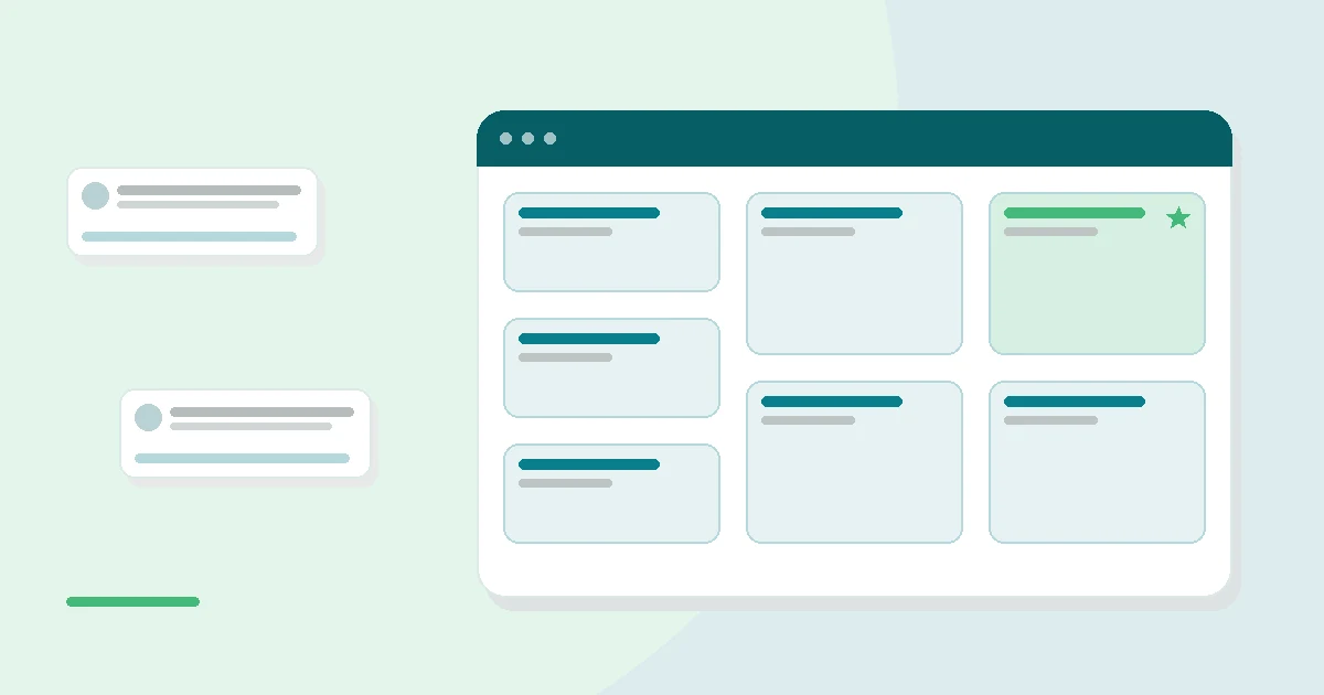 Flat illustration of a supplement bottle and capsules beside a brain icon card, teal and mint palette
