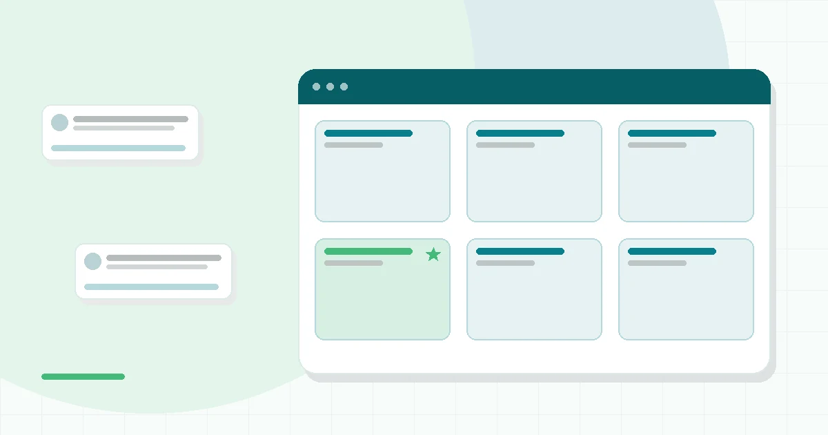 Flat illustration of a personalized vitamin quiz next to a sealed daily supplement pack, teal and mint palette