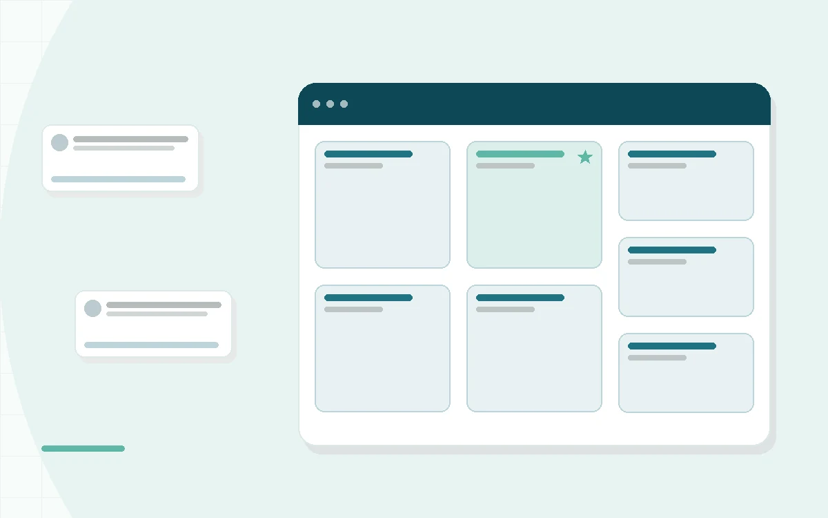 Flat illustration of a waffle-like gel grid cross section beside a mattress and a moon, with a notebook and checklist, teal and mint palette