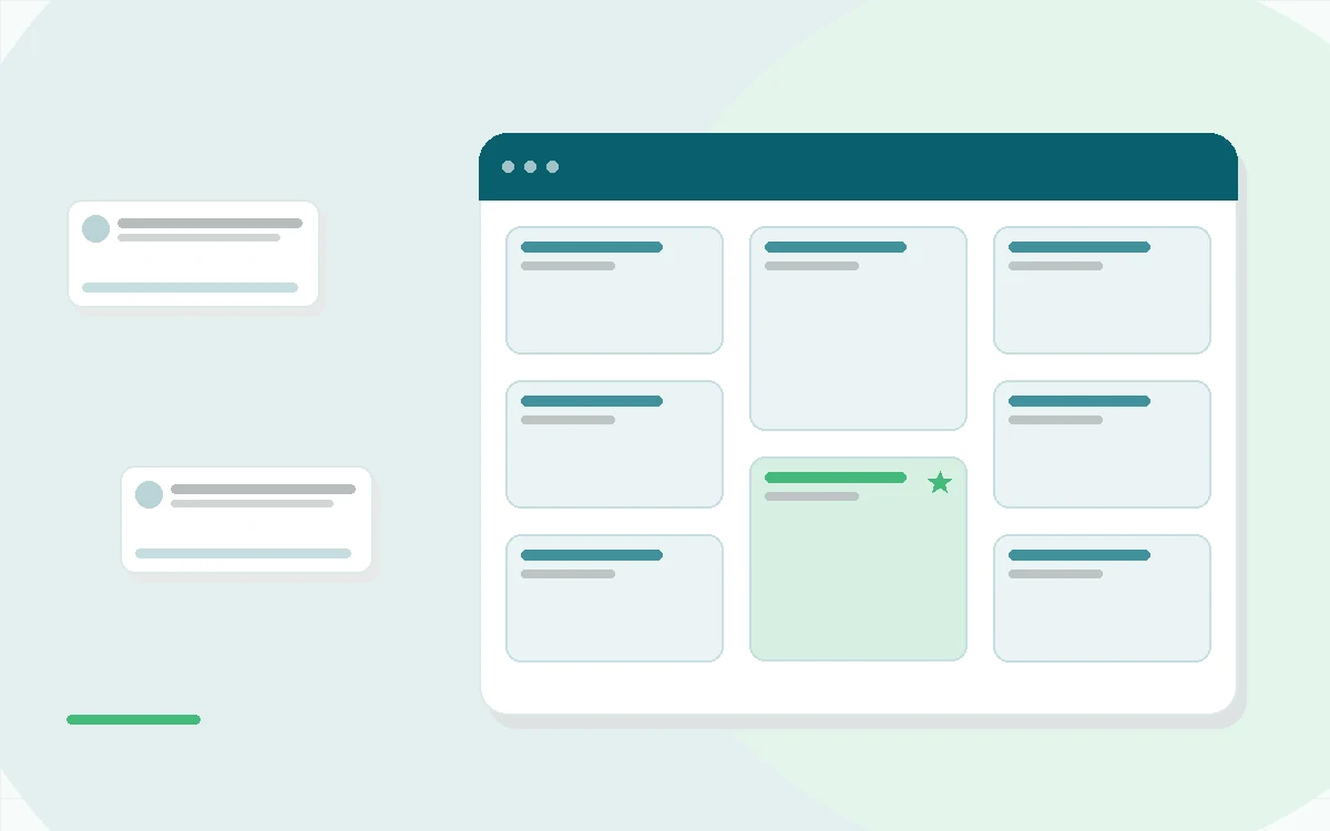 Flat illustration of a laptop with a couple in a video counseling session beside a shared journal, a chat window and a weekly subscription card, teal and mint palette