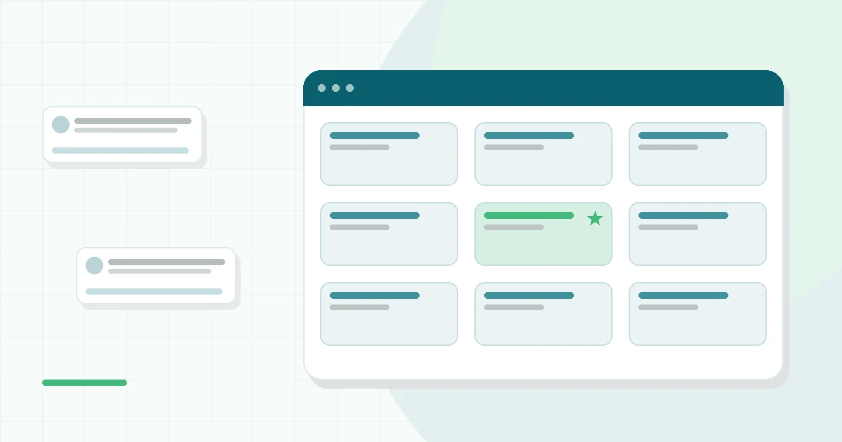 Flat illustration of a phone showing a journal entry with a speech bubble prompt, teal and mint palette