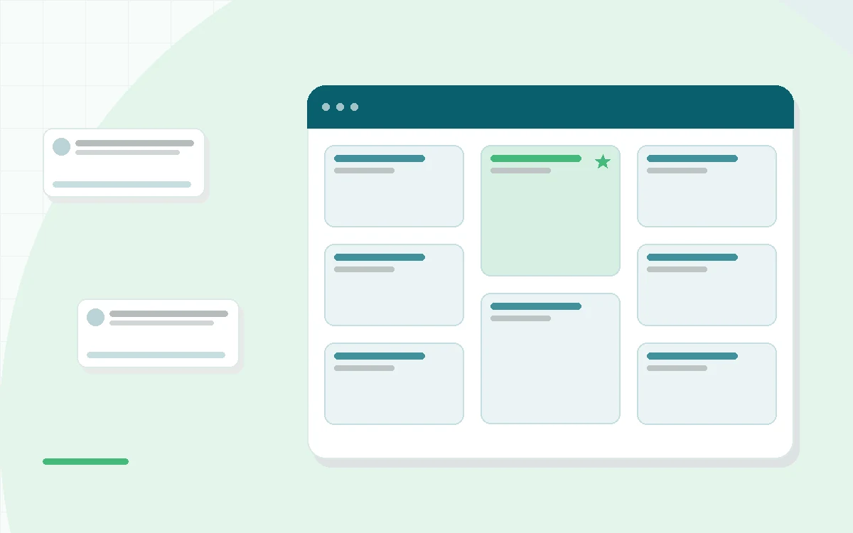 Flat illustration of a smartphone showing a mood tracking chart with a calm person meditating beside it, teal and mint palette