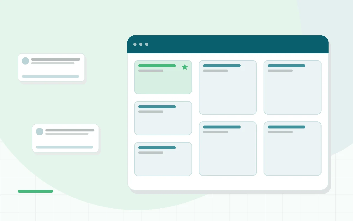Flat illustration of a thought journal beside a game controller, teal and mint palette