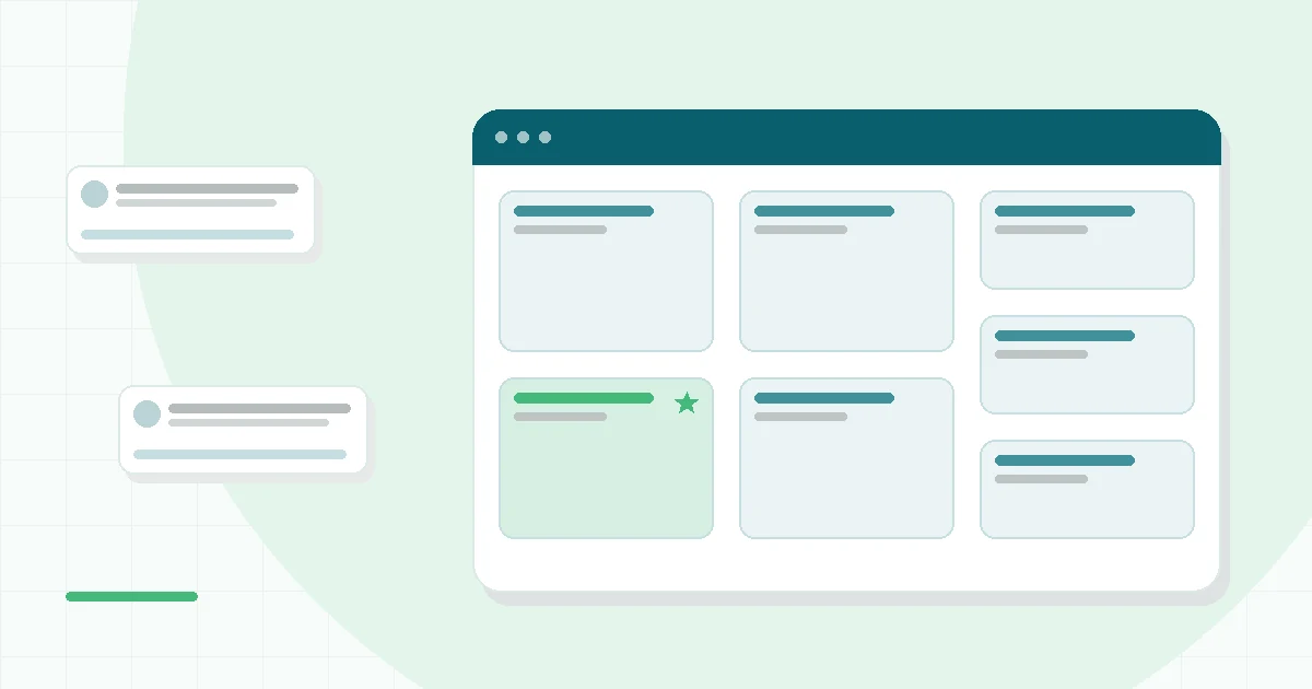 Flat illustration of a thought journal beside a game controller, teal and mint palette