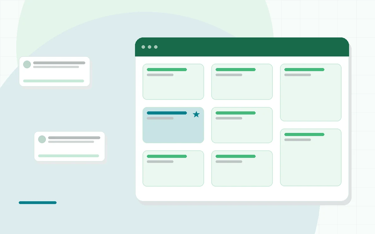 Flat illustration of a running watch beside a phone showing a social activity feed, teal and mint palette