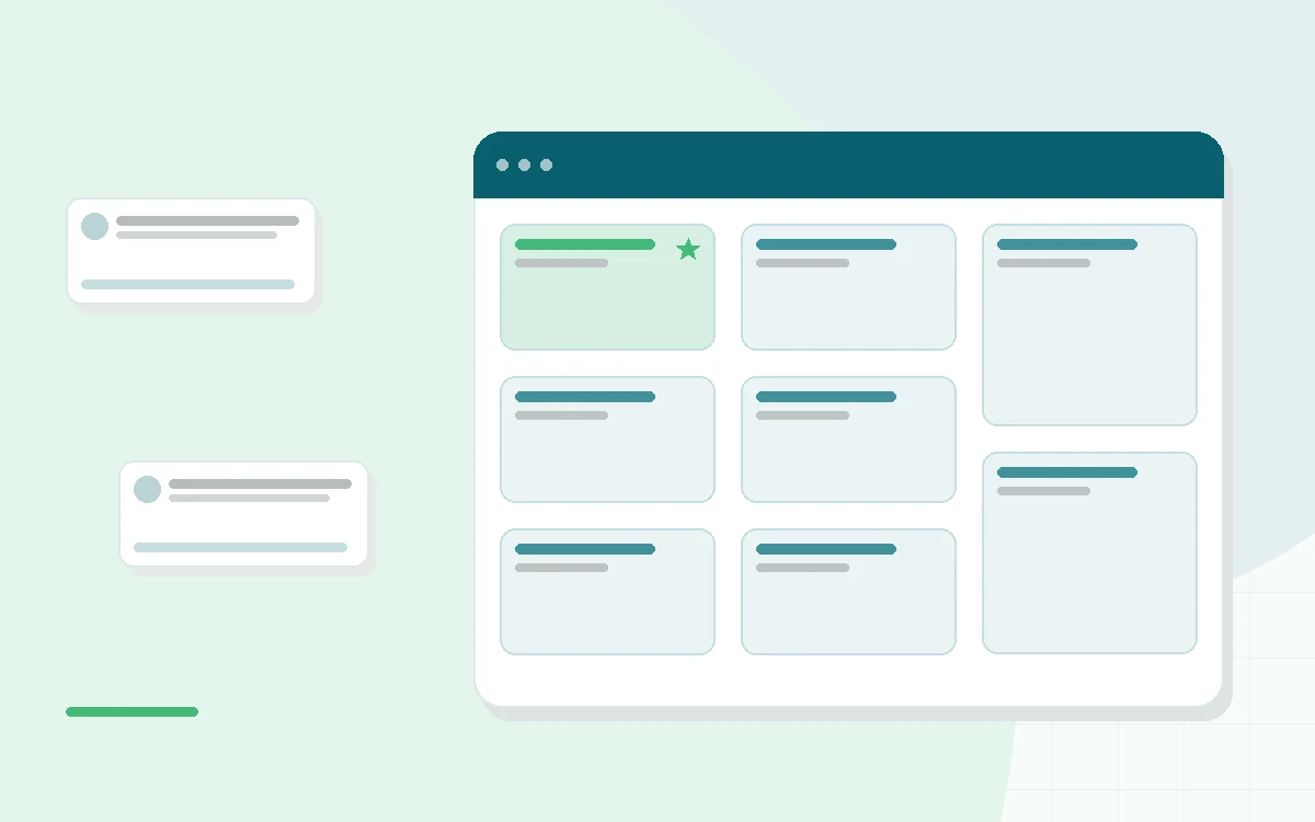 Flat illustration of a person on a telehealth video call with a clinician on a laptop screen in a calm home setting, teal and mint palette
