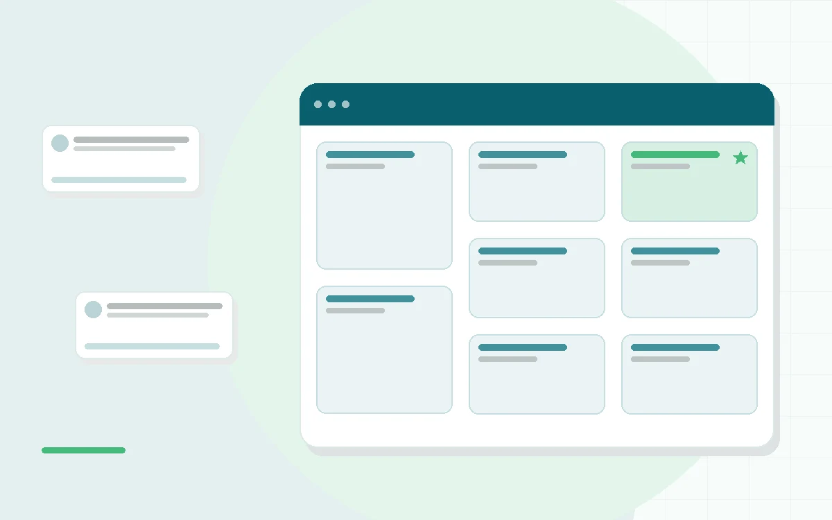 Flat illustration of a single chat window beside a shared chat window for two people, teal and mint palette