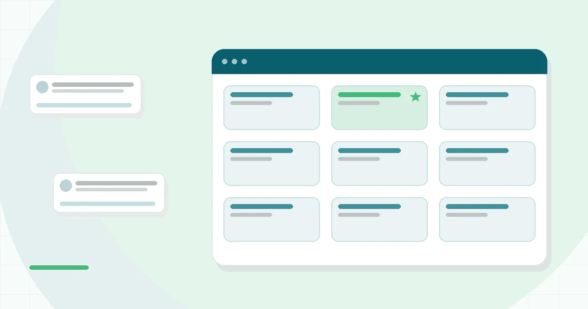 Flat illustration of a meditation app course screen with a teacher avatar, teal and mint palette