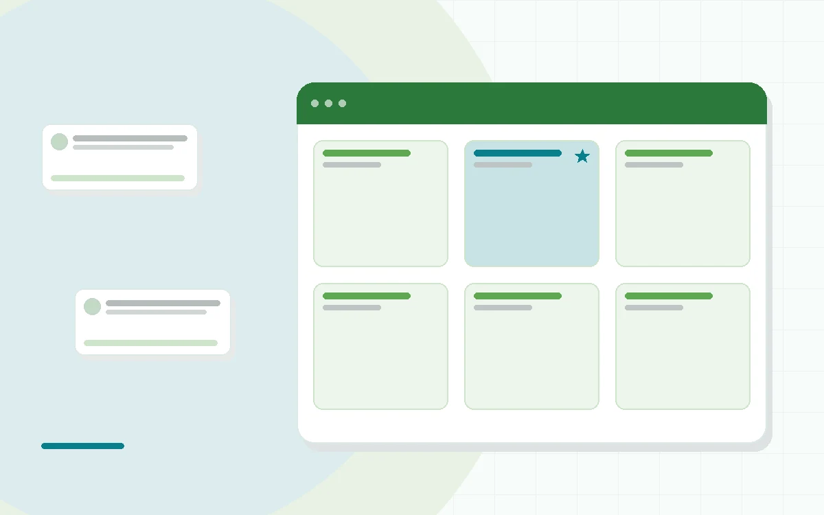 Flat illustration of prepared meal containers with a nutrition label checklist, teal and mint palette